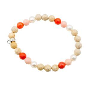 Thomas Sabo Pearl, Coral, Jasper 7-Inch Charm Carrier Bracelet